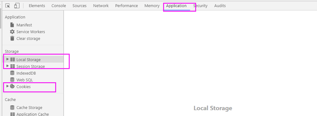 Cookie、localStorage、sessionStorage 数据存放示意
