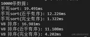 旧版排序测试截图一