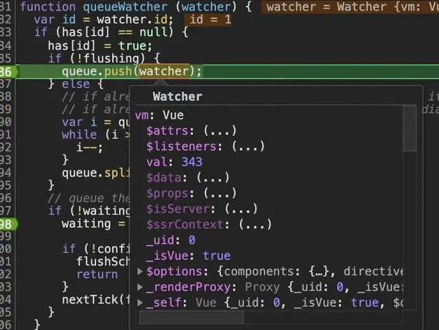 watcher.run 到 patch 的更新过程（原文图片已本地化）